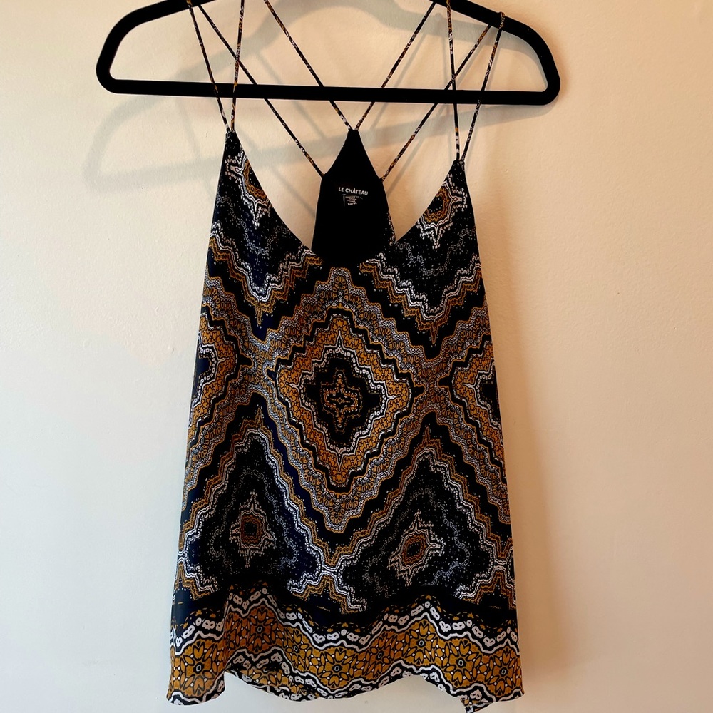 Le Chateau XL Navy and Mustard Cami